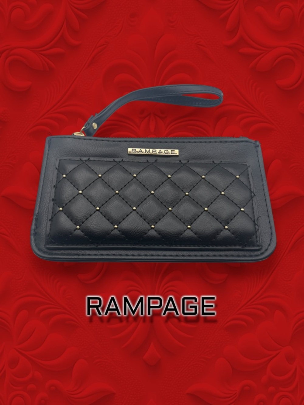 Rampage Black Quilted Wristlet Wallet